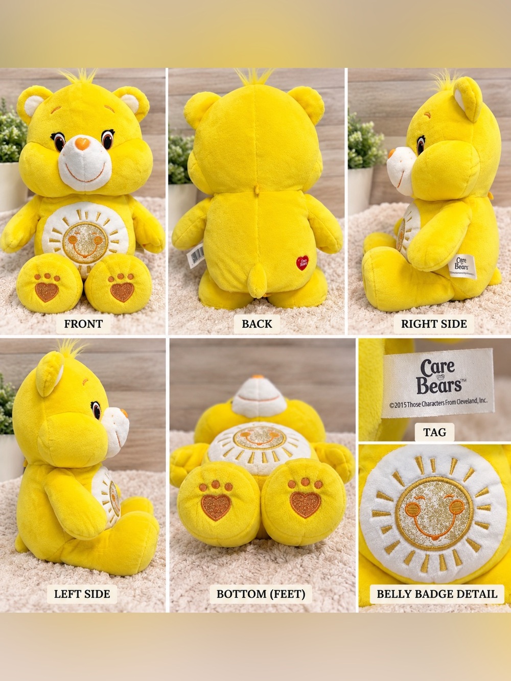 2015 Care Bears Funshine Bear 15” Sing-Along Interactive Plush Yellow Working